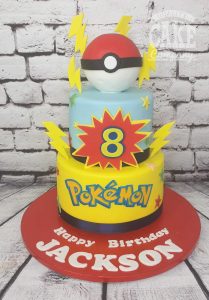 two tier pokemon gaming theme cake - Tamworth
