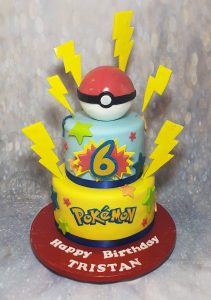 two tier pokemon ball theme cake - Tamworth