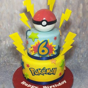 two tier pokemon ball theme cake - Tamworth