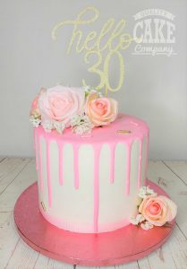 pretty simple pink drip cake - tamworth
