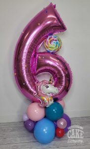 children's 6th birthday small balloon stack unicorn theme - Tamworth