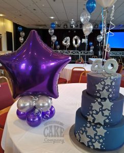 three tier blue purple stars 40th birthday cake - tamworth