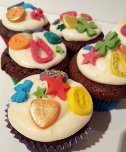 rainbow button wedding cupcake favours - Tamworth