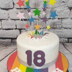 rainbow starburst 18th birthday cake - Tamworth