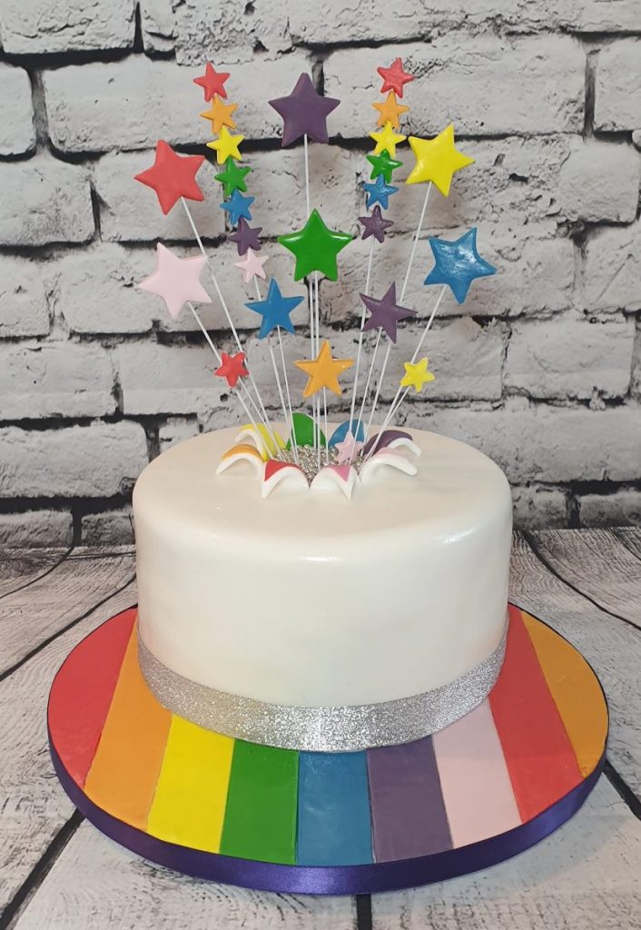 rainbow starburst birthday cake - tamworth