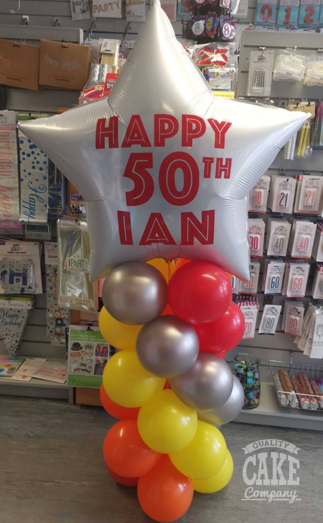 50th birthday bright balloon column display - Tamworth