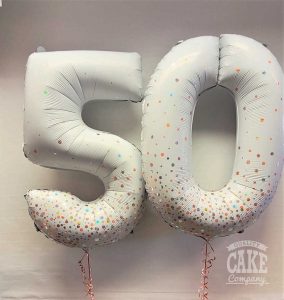 rose gold white glitter large balloon numbers 50th - Tamworth