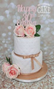 two tier rose gold quilted cake - Tamworth