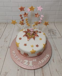 rose gold 21st birthday star burst cake - Tamworth