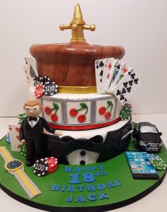 large three tier roulette wheel casino theme cake - tamworth