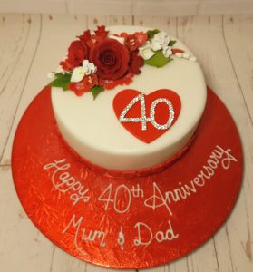 ruby 40th anniversary floral cake - tamworth