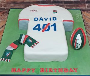 rugby shirt shaped cake - tamworth