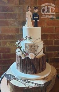 rustic bark wedding cake military couple floral heart topper wedding Tamworth West Midlands Staffordshire