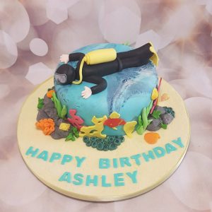 scuba diver theme birthday cake - Tamworth