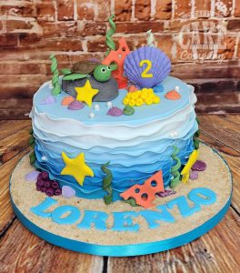 sea theme turtle children's birthday cake - tamworth