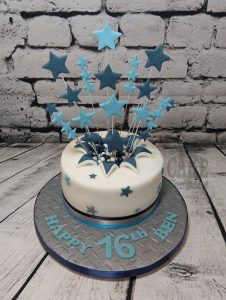 silver and blues starburst cake - tamworth