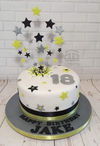 silver and lime green starburst cake - Tamworth