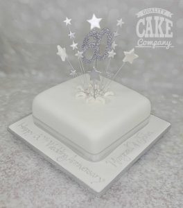 simple white diamond anniversary starburst cake - Tamworth