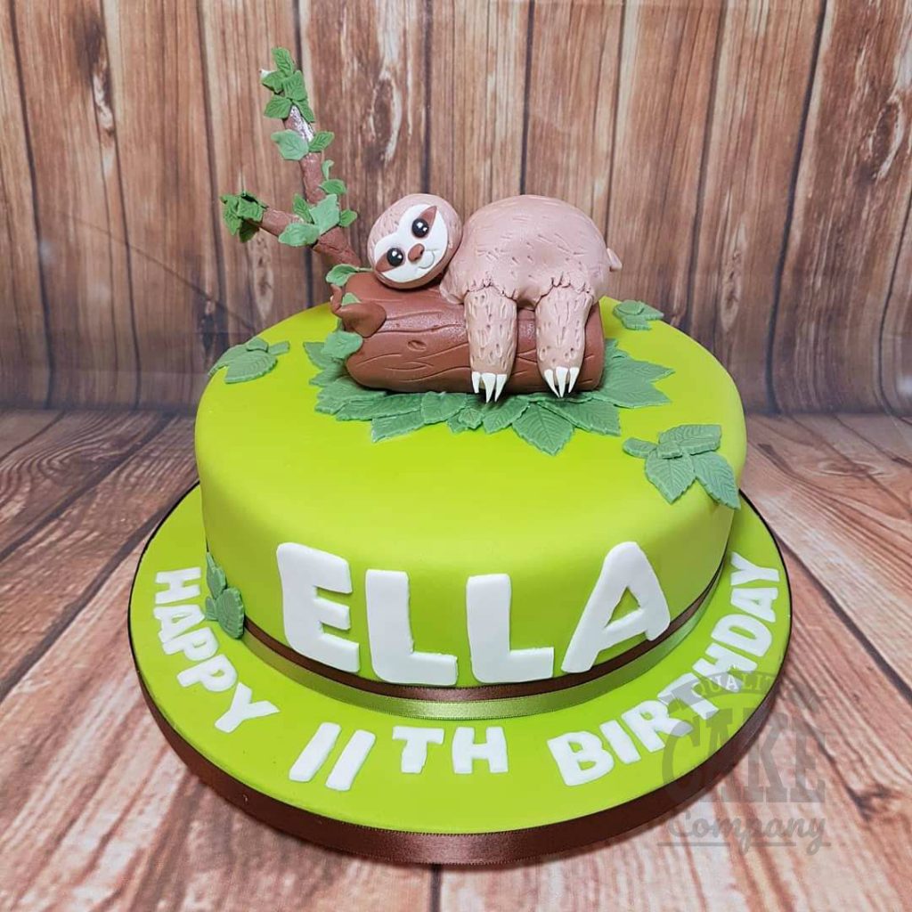 sloth on log theme cake - Tamworth