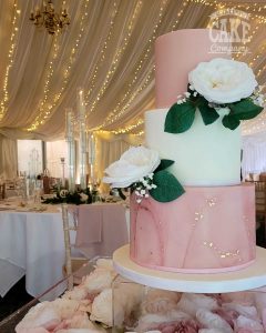 small three tier wedding cake with marble and gold leaf Tamworth West Midlands Staffordshire