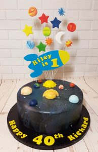 space theme joint birthday cake - Tamworth