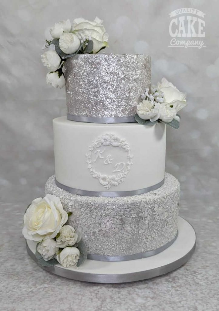 Silver Glitter Cake Faux Cake Birthday Party Decoration. 
