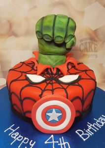 spiderman hulk captain america superhero cake - Tamworth