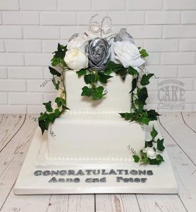 two tier square anniversary floral - Tamworth