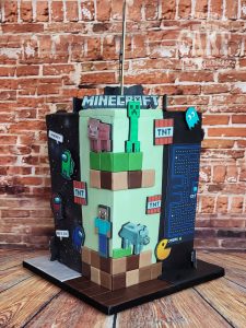 tall square gaming theme cake - Tamworth