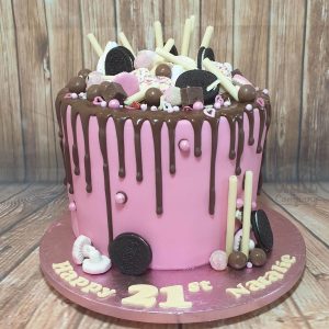 bright pink sweetie chocolate drip cake - Tamworth