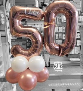 rose gold 50th birthday table balloon display - Tamworth