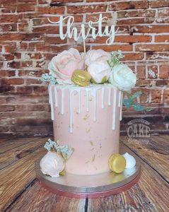 tall pink and white modern buttercream cake - Tamworth