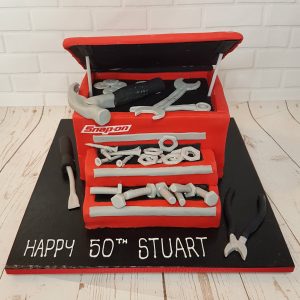 red snapon tool box novelty cake - tamworth