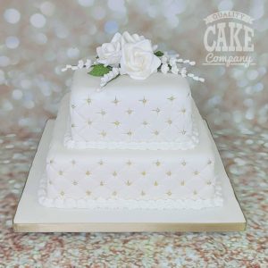two tier quilted traditional square anniversary cake - Tamworth