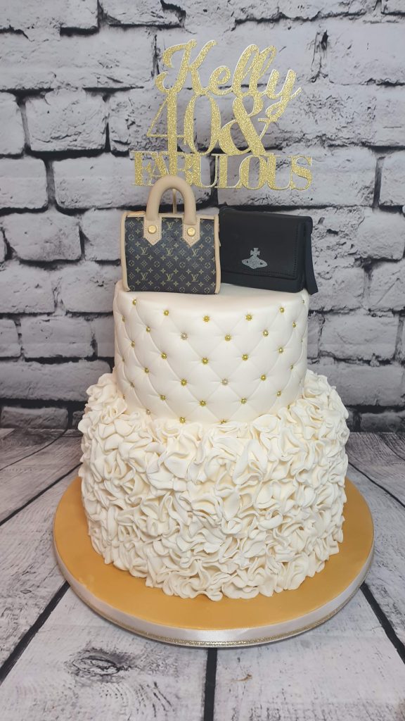 Louis Vuitton Inspired Birthday Cake with Edible image. Size : 6