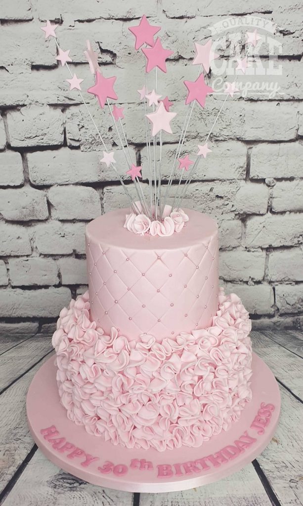two tier pink ruffle quilted 30th birthday cake - tamworth