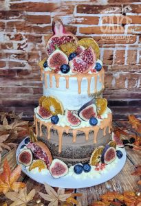 two tier semi naked autumnal fruit chocolate and vanilla Tamworth West Midlands Staffordshire