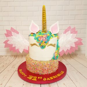 two tier unicorn cake with wings - Tamworth