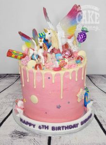 Unicorn toy sweetie drip cake - Tamworth