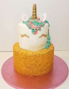 two tier unicorn cake with sprinkles - Tamworth