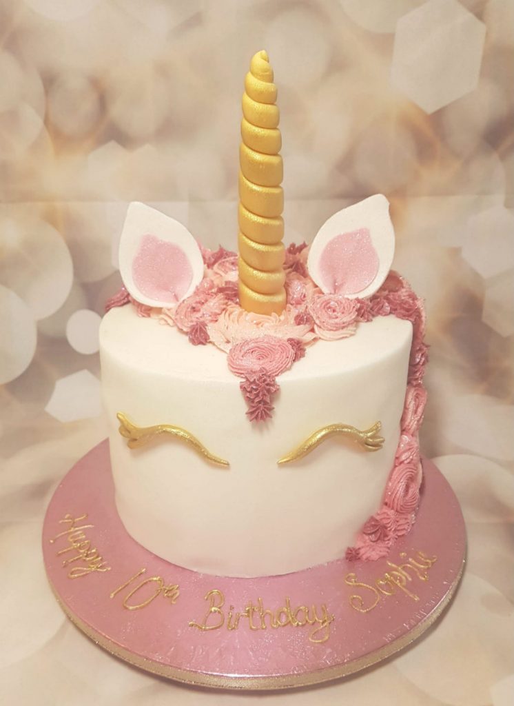 pink unicorn head cake - Tamworth
