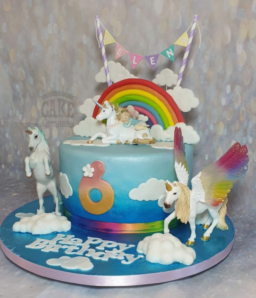 unicorn theme rainbow cake - tamworth