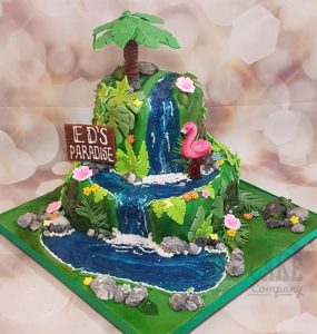 waterfall flamingo paradise cake - tamworth