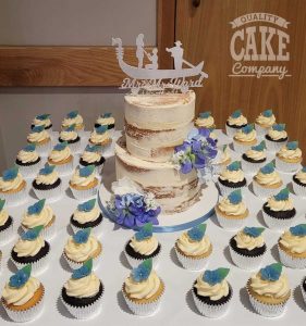 wedding Cake and cupcakes lea marston blue themed Tamworth West Midlands Staffordshire