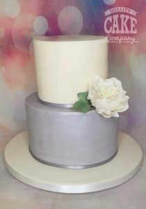 wedding Simple white flower grey and white two tier Tamworth West Midlands Staffordshire