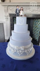 wedding blue wedgewood five tier wedding with clay couple topper Tamworth West Midlands Staffordshire