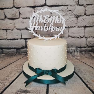 wedding simple small white dots custom topper single tier Tamworth West Midlands Staffordshire