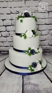wedding three tier simple navy blue flowers classic Tamworth West Midlands Staffordshire