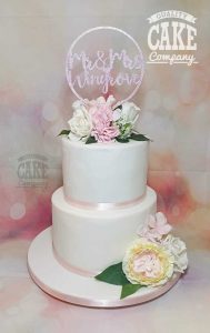 wedding-two-tier-simple-flowers-custom-topper Tamworth Staffordshire West Midlands