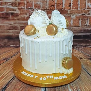 white and gold drip cake - Tamworth